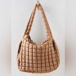 NWT Free People Quilted Carryall Tote Bag in Desert Sands Khaki